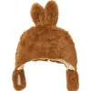 Bonnet lapin en fausse fourrure angora havane - 0/6 mois