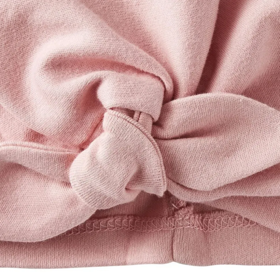 Bonnet naissance forme turban - rose thé