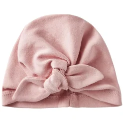 Bonnet naissance forme turban - rose thé