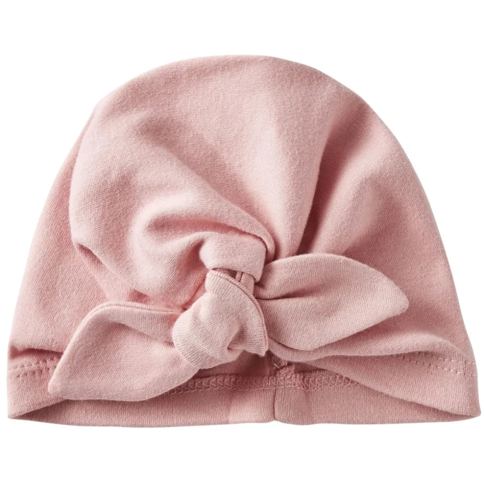 Bonnet naissance forme turban - rose thé