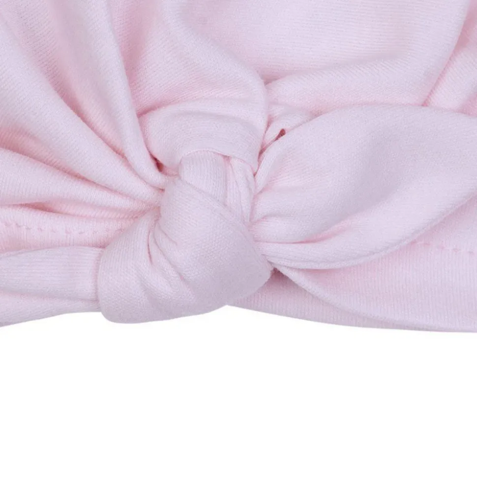 Bonnet naissance forme turban - rose pastel