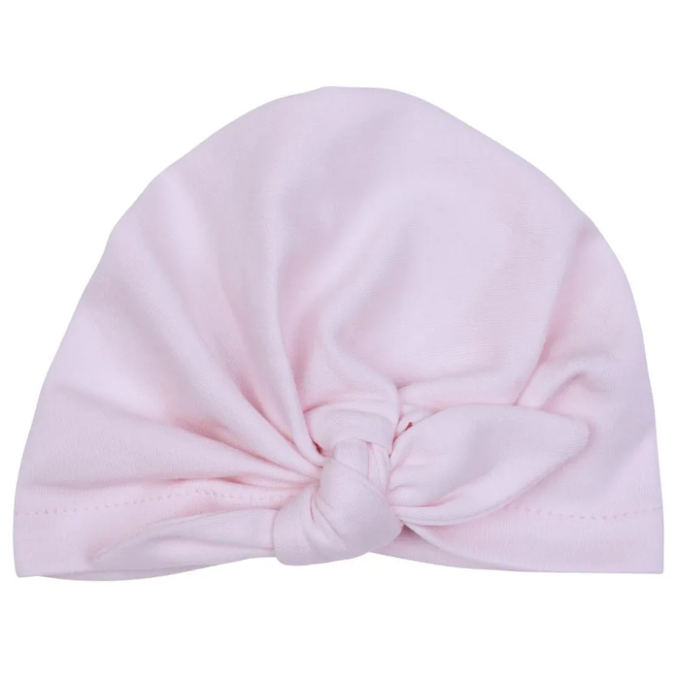 Bonnet naissance forme turban - rose pastel