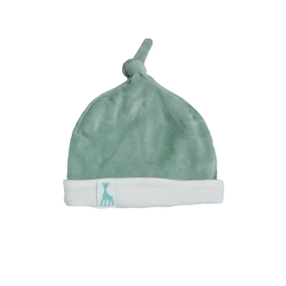 Bonnet naissance velours olive