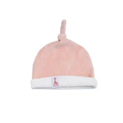 Bonnet naissance velours rose