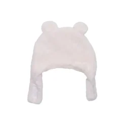 Bonnet ours en fausse fourrure angora ivoire 0-6 mois