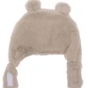 Bonnet ours en fausse fourrure angora - beige 6/12 mois
