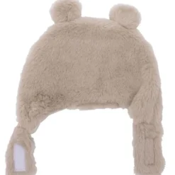 Bonnet ours en fausse fourrure angora - beige 6/12 mois