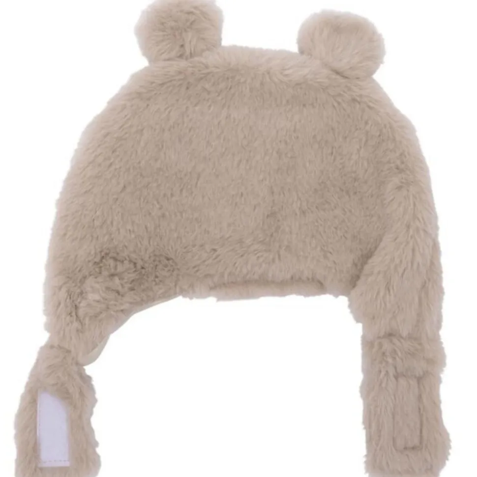 Bonnet ours en fausse fourrure angora - beige 6/12 mois