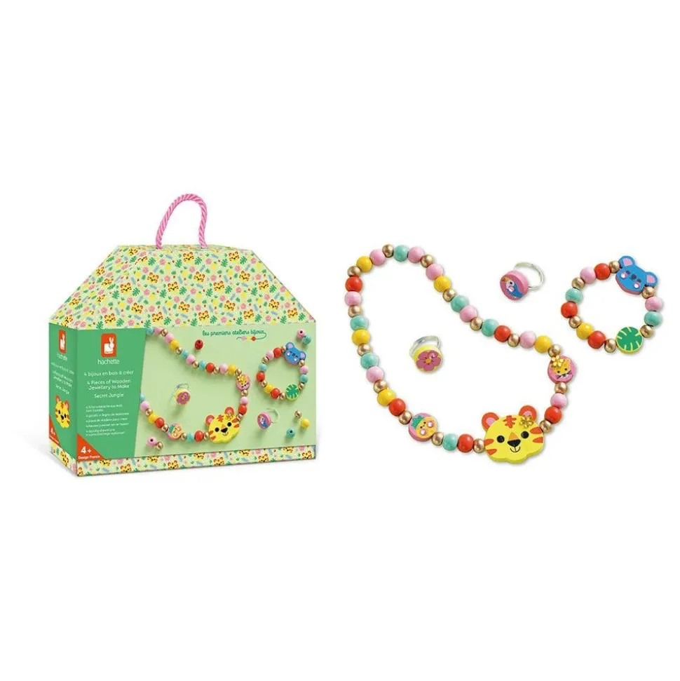 Boîte de 4 bijoux en bois à créer secret jungle