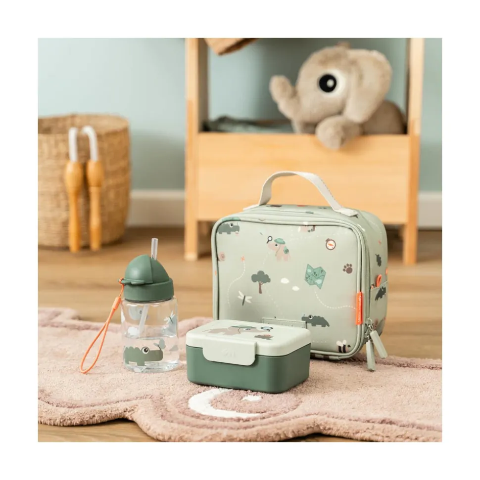 Boîte à goûter avec piques snack tiny trails vert