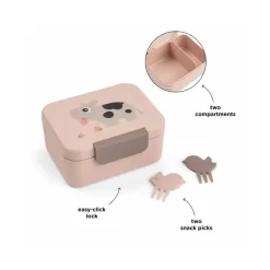 Boîte à goûter avec piques snack tiny farm rose