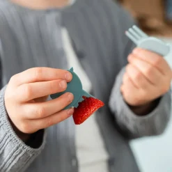 Boîte à goûter avec piques snack tiny farm bleu