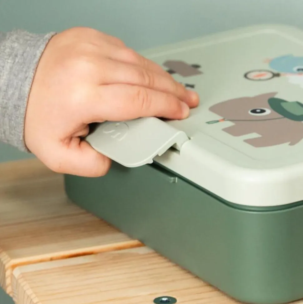 Boîte à goûter avec séparateur tiny trails vert