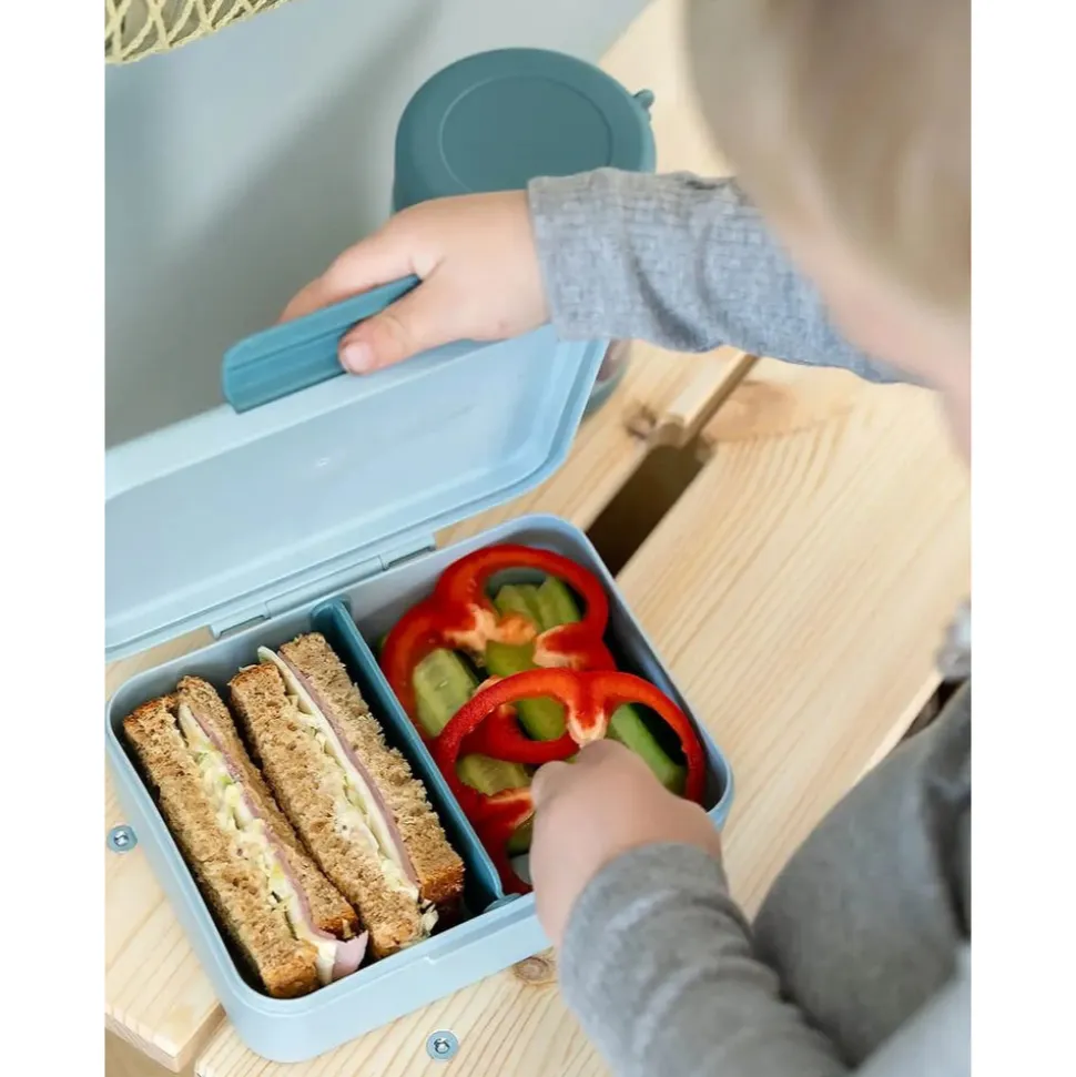 Boîte à goûter avec séparateur tiny farm bleu