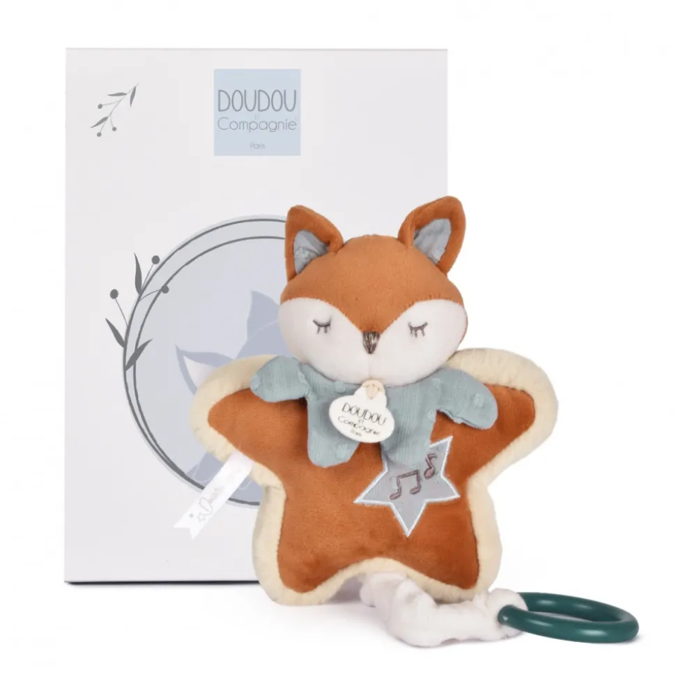 Boîte à musique doudou 16 cm timo le renard