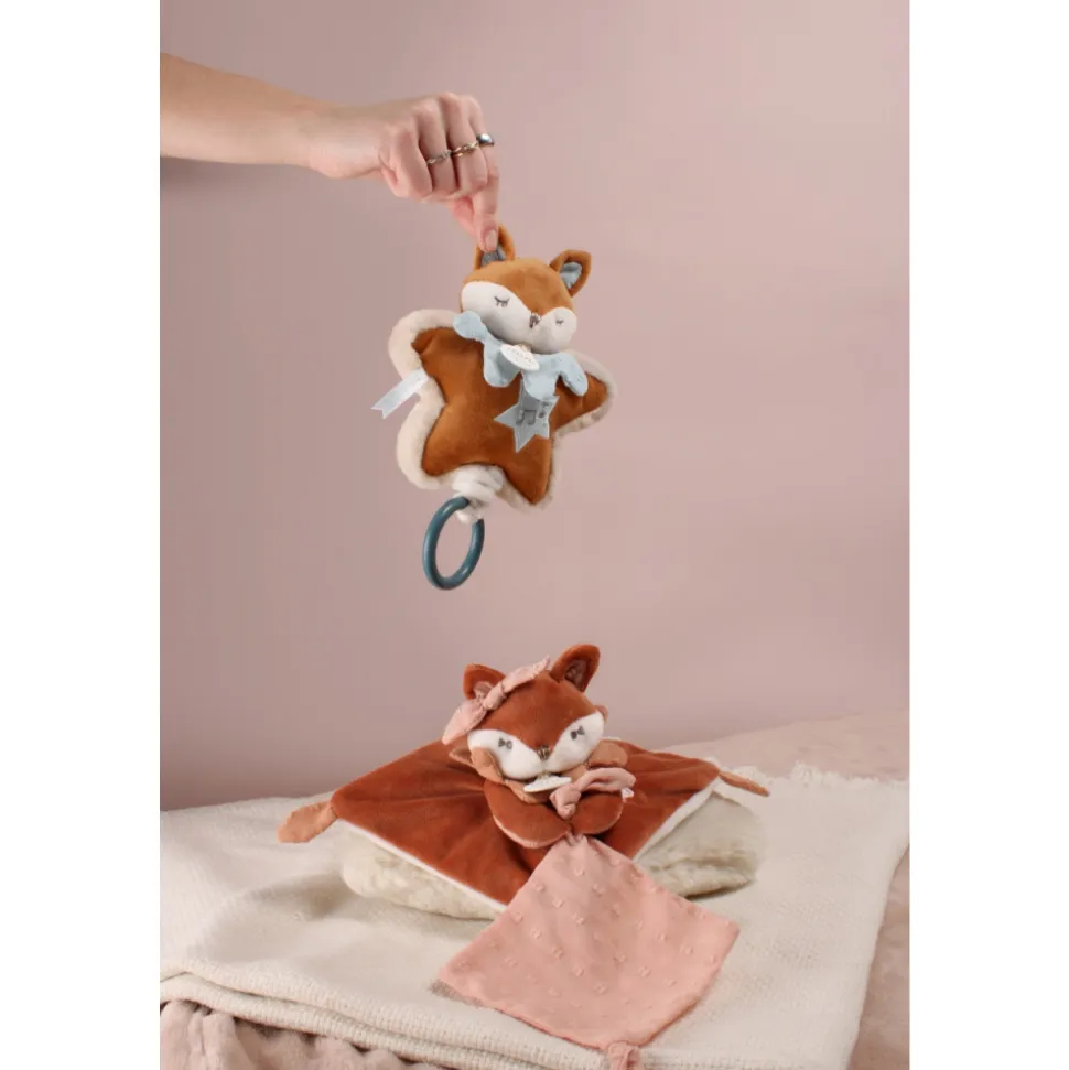 Boîte à musique doudou 16 cm timo le renard