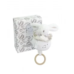 Boîte à musique lapin doudou blanc
