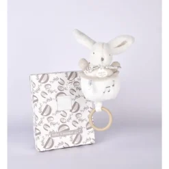 Boîte à musique lapin doudou blanc