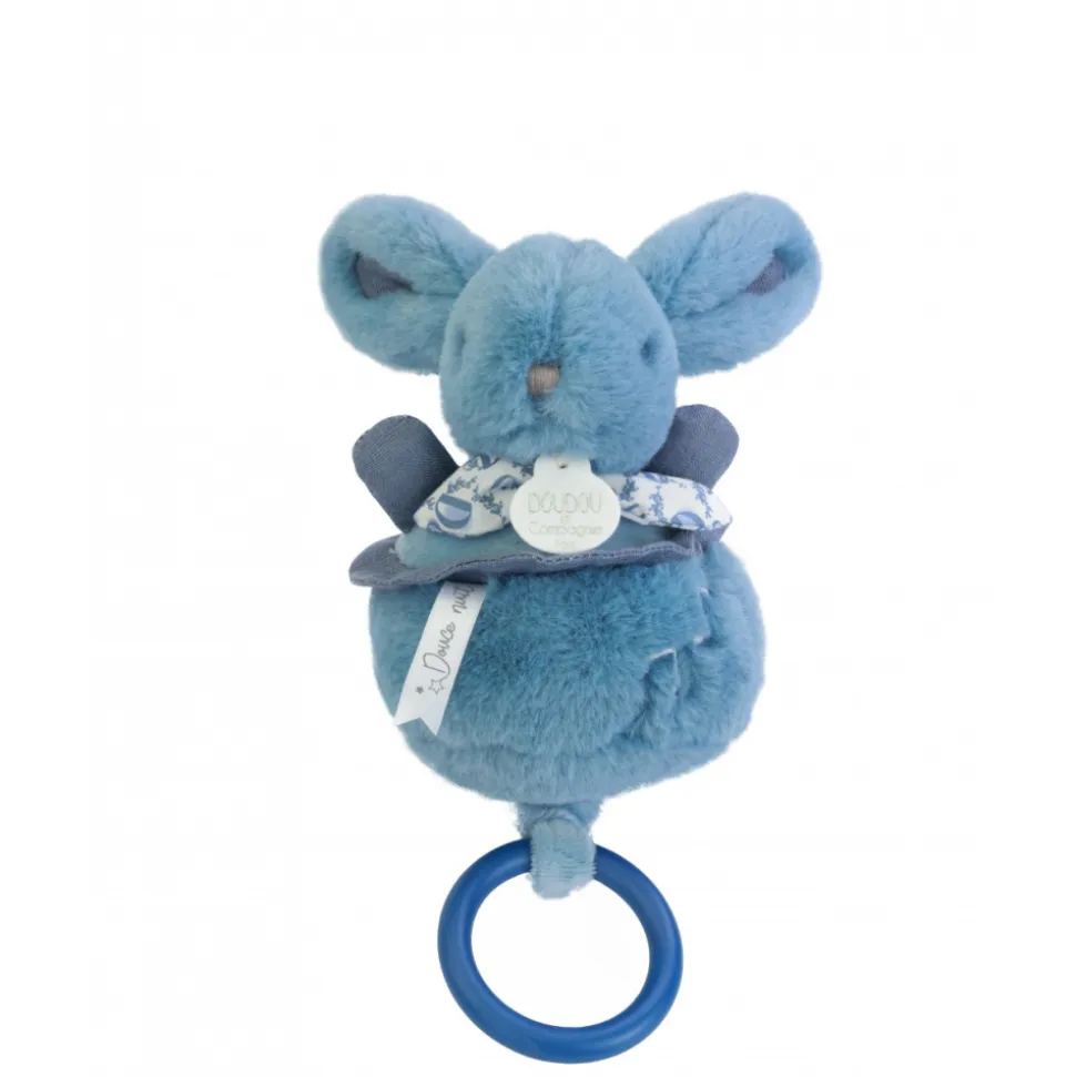 Boîte à musique lapin doudou bleu