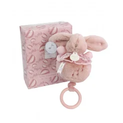 Boîte à musique lapin doudou rose