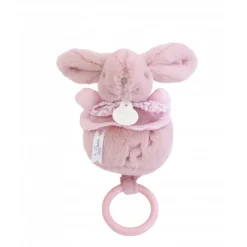 Boîte à musique lapin doudou rose