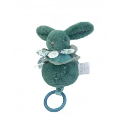 Boîte à musique lapin doudou vert sauge
