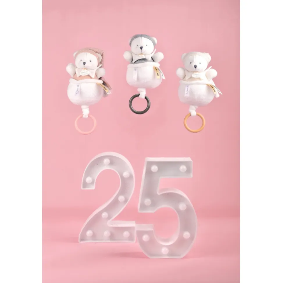 Boîte à musique ours 20 cm gris