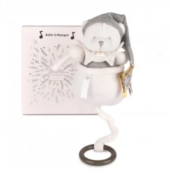 Boîte à musique ours 20 cm gris