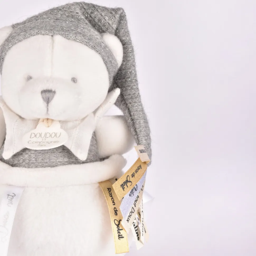 Boîte à musique ours 20 cm gris