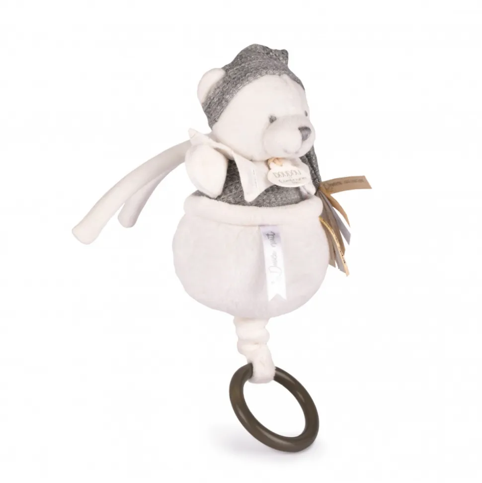 Boîte à musique ours 20 cm gris