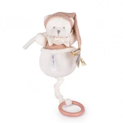 Boîte à musique ours 20 cm rose