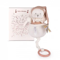 Boîte à musique ours 20 cm rose