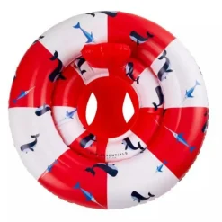 Bouée enfant 0-1 an - rayé rouge/blanc baleine