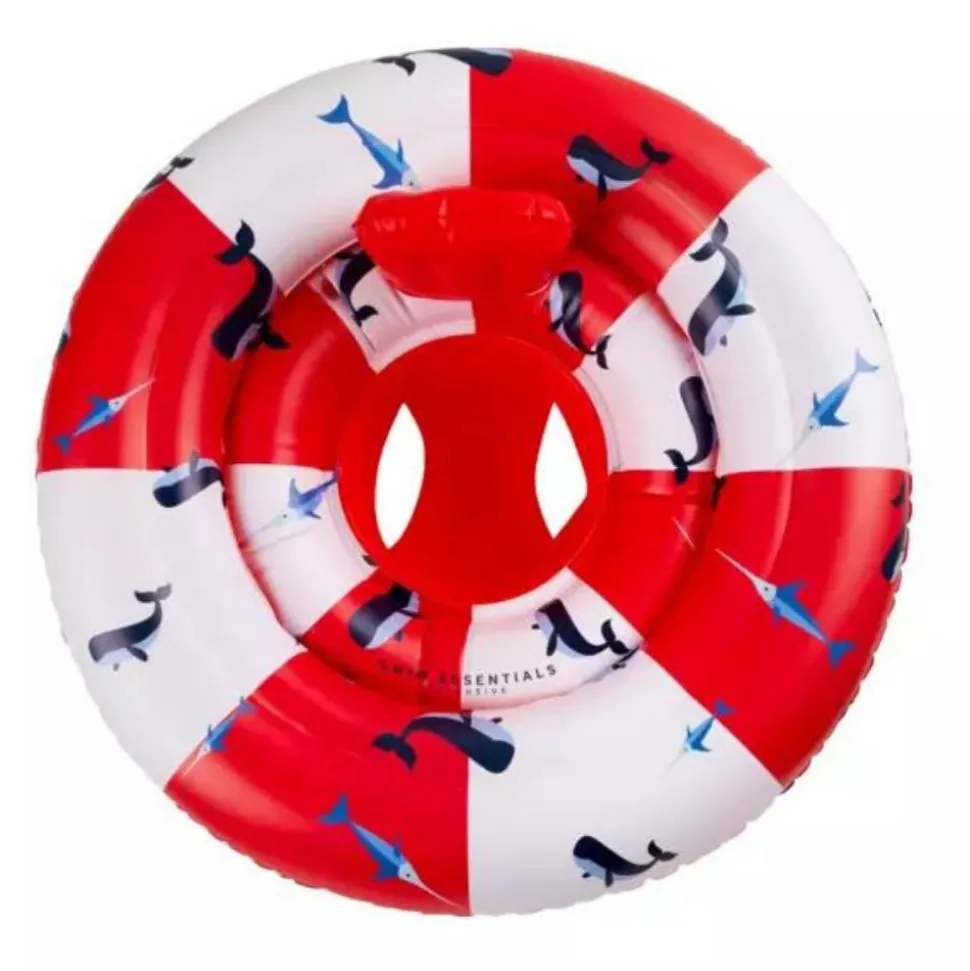 Bouée enfant 0-1 an - rayé rouge/blanc baleine