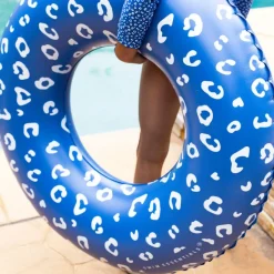 Bouée gonflable 90 cm léopard bleu
