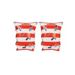Brassards piscine enfant 0-2 ans - rayé blanc/rouge baleine