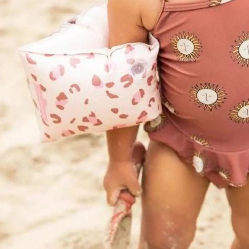 Brassards piscine enfant 0-2 ans - léopard old pink