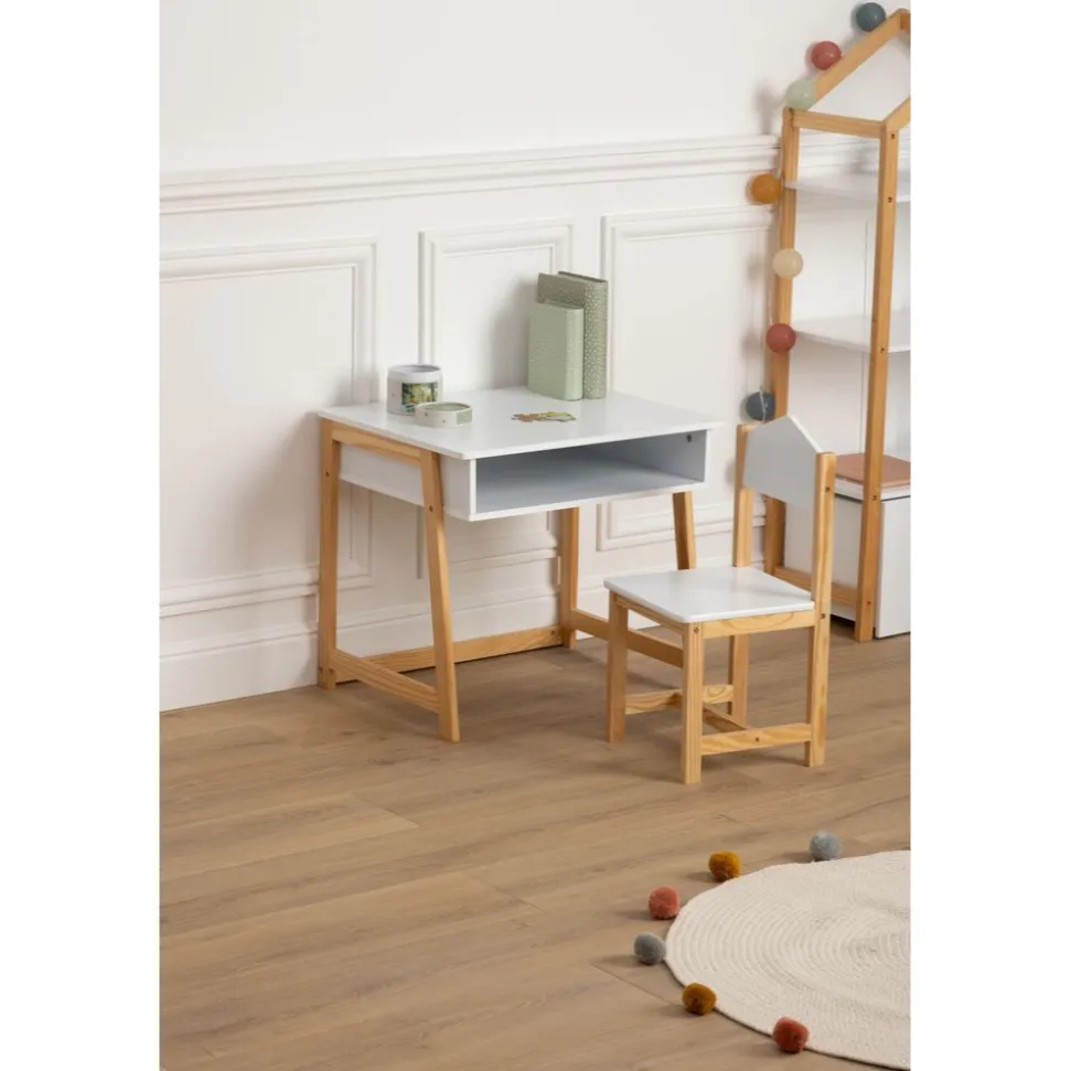 Bureau bois et blanc