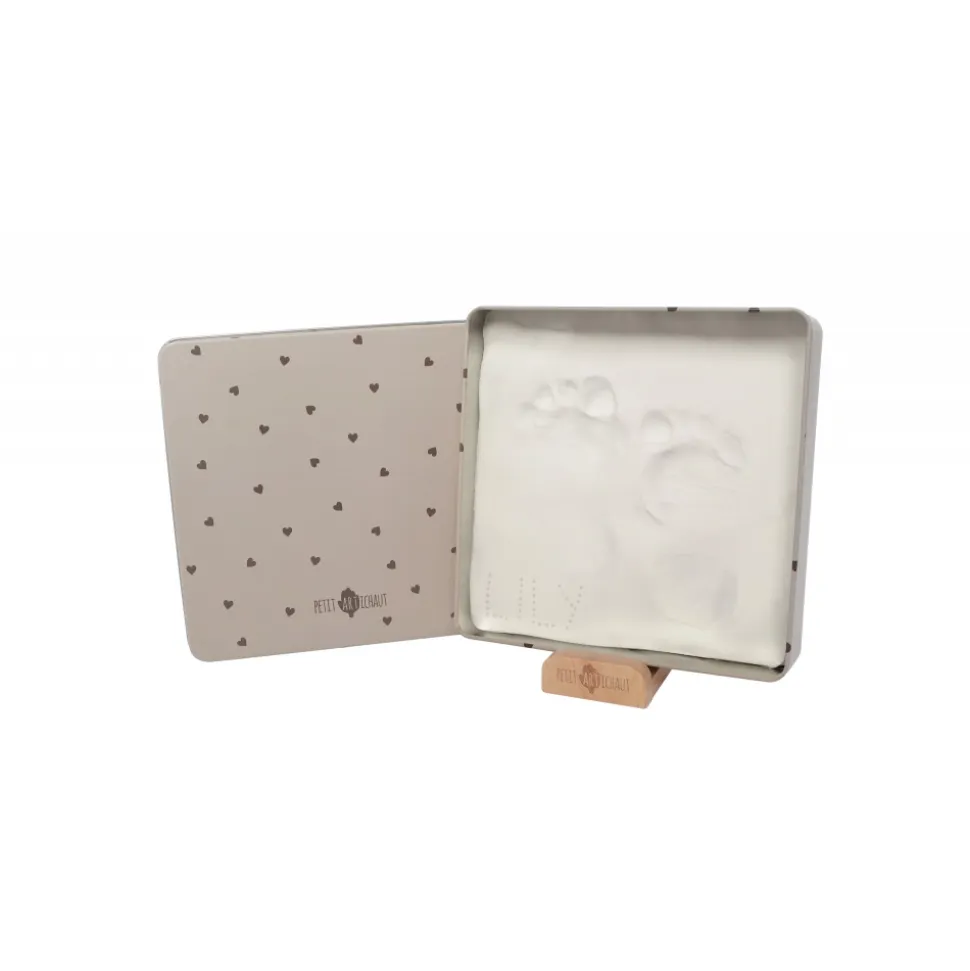 Cadre empreinte baby box carrée jolis coeurs