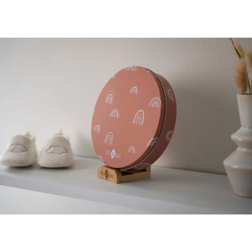 Cadre empreinte baby box ronde rainbow terracotta