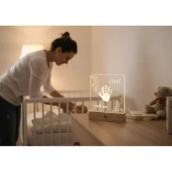 Cadre empreinte lumineux chambre bébé bois olive tree