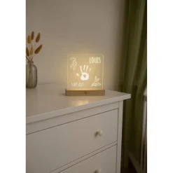Cadre empreinte lumineux chambre bébé bois olive tree