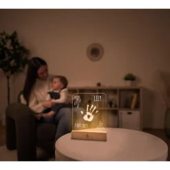 Cadre empreinte lumineux chambre bébé bois olive tree