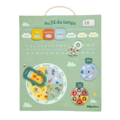 Calendrier pour enfant en tissu vert au fil du temps