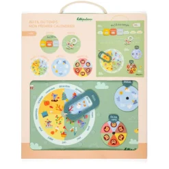 Calendrier pour enfant en tissu vert au fil du temps