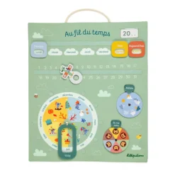 Calendrier pour enfant en tissu vert au fil du temps