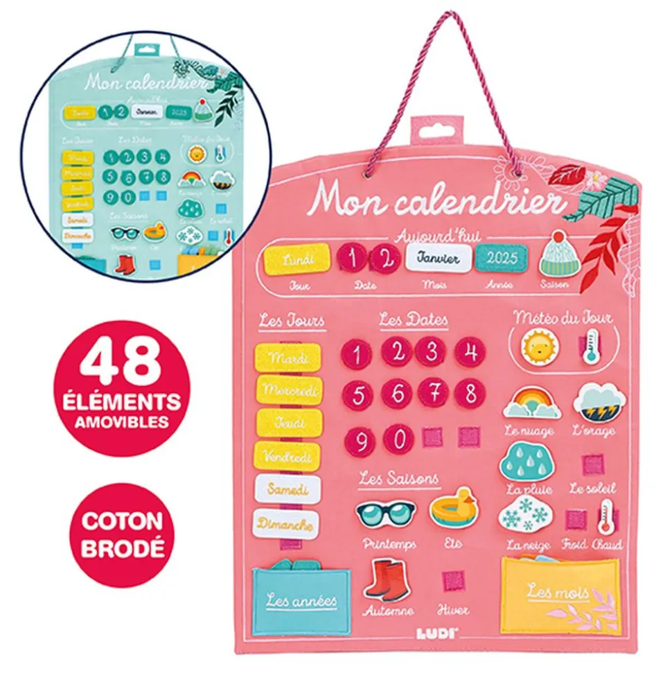 Calendrier semainier éducatif corail