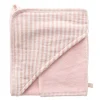 Cape de bain bébé avec gant de toilette vieux rose - soft stripes