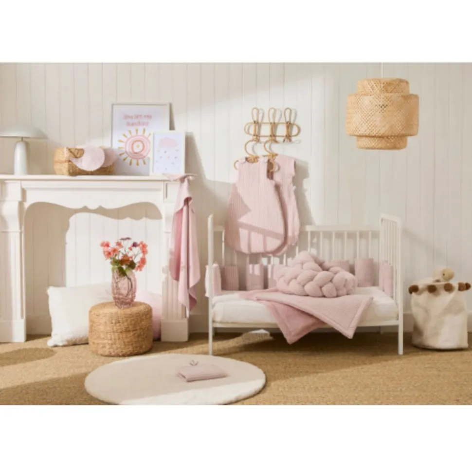 Cape de bain bébé avec gant de toilette vieux rose - soft stripes