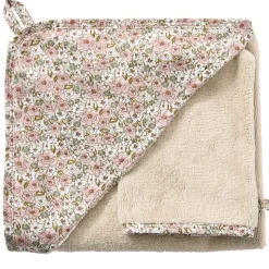 Cape de bain bébé avec gant de toilette beige - afternoon tea